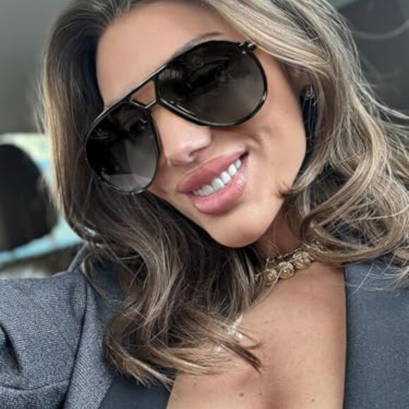 Retro Aviator Sunglasses Oversized Classic Vintage Trendy Square Frames main image 5
